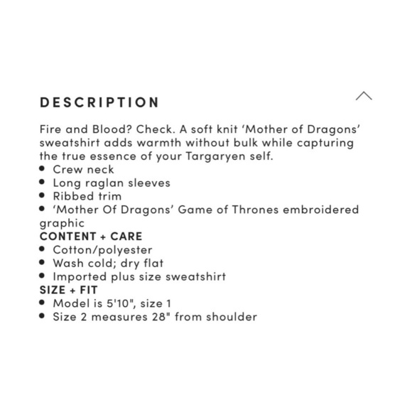 Torrid Game of Thrones Crew Neck Sweatshirt - Picture 7 of 8